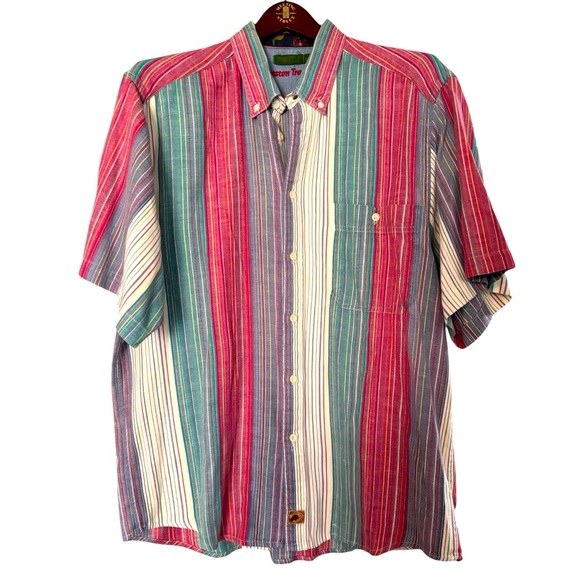 Boston Traders Colorful Striped Short Sleeve Button Down Shirt Size XL Nautical - Picture 1 of 7